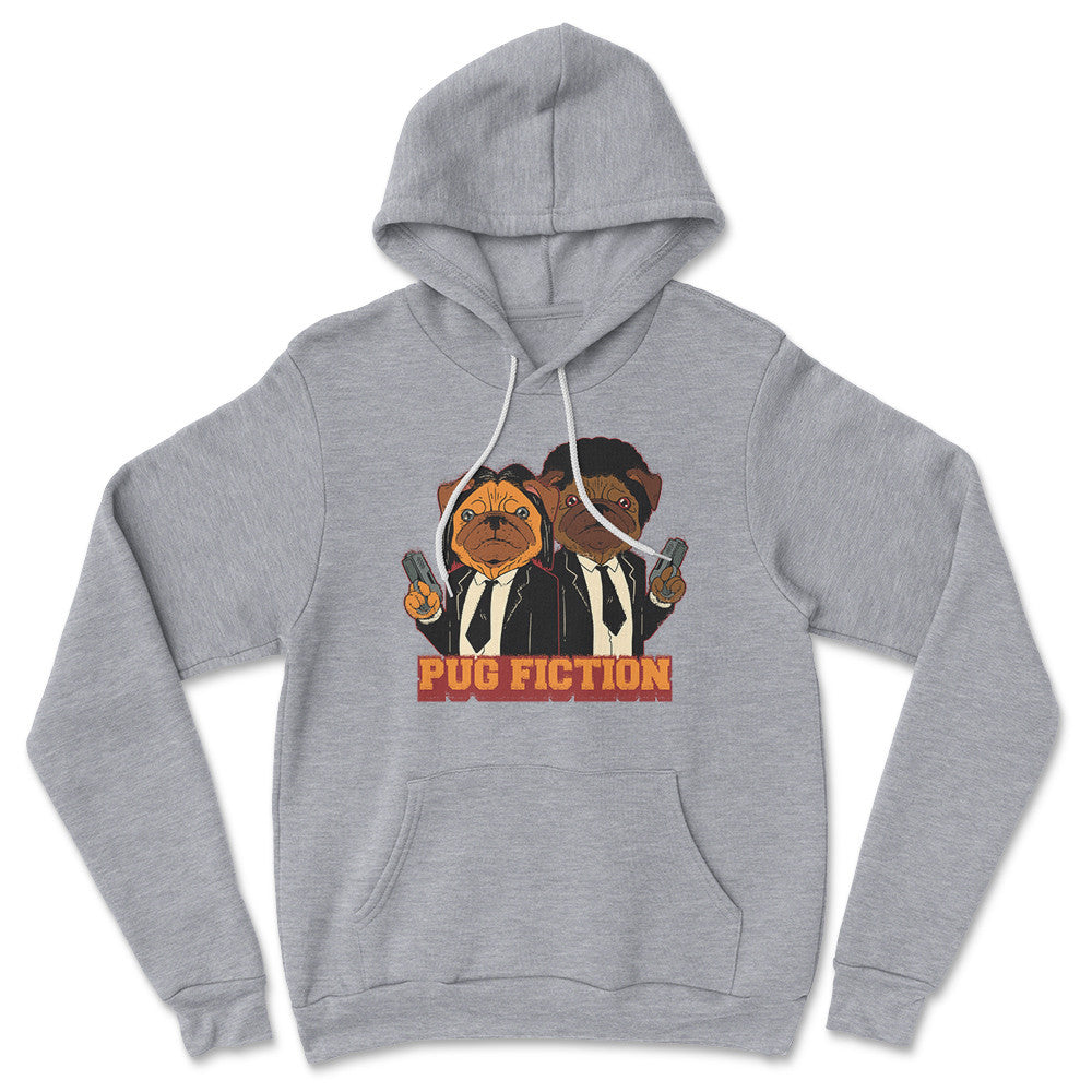 Pug Fiction Hoodie in Athletic Heather color