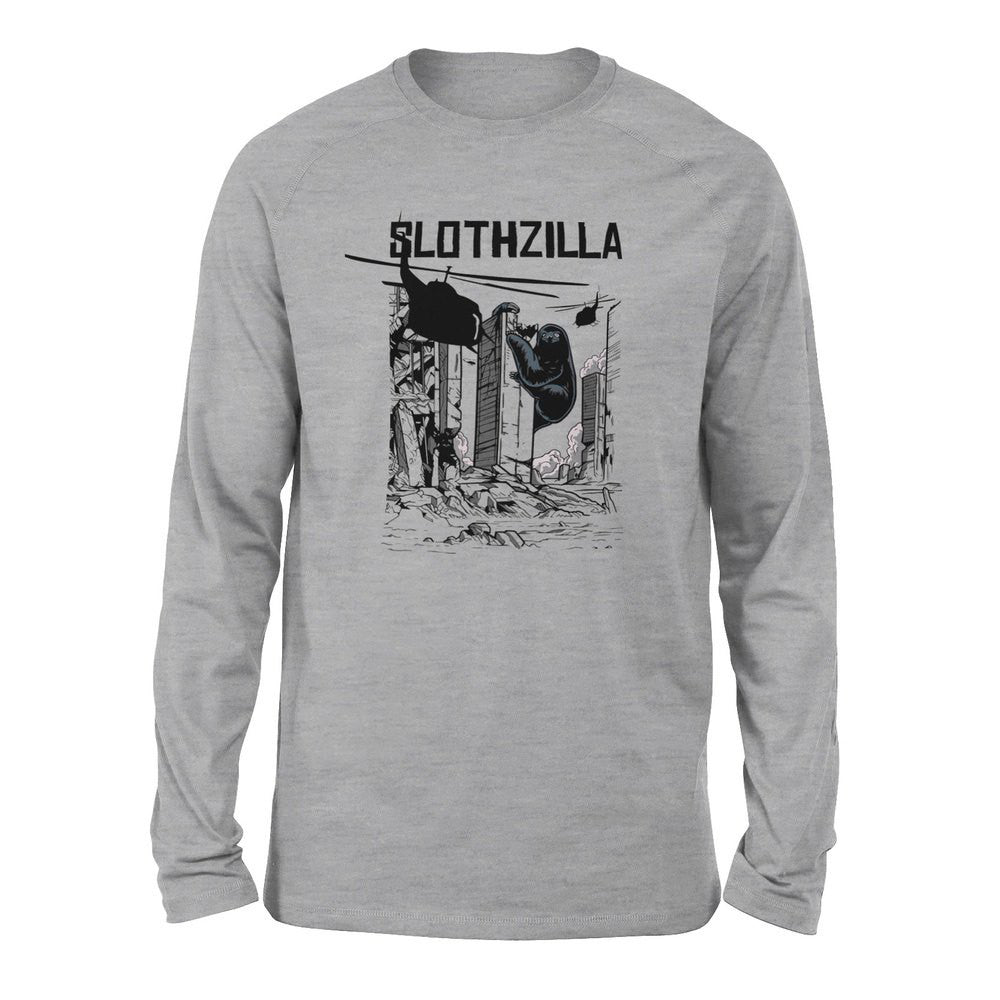 Slothzilla Men/Unisex Drop Shoulder Sweatshirt in Athletic Heather color