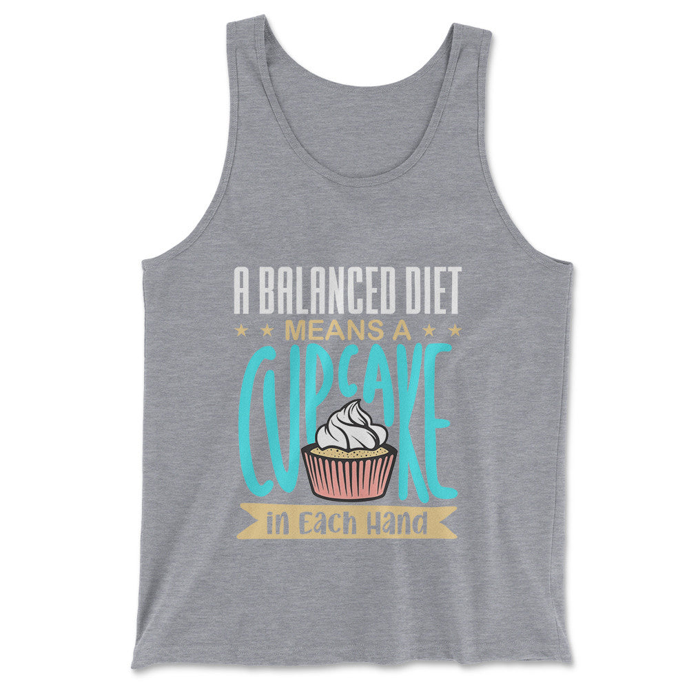 Cupcake - A Balanced Diet Men/Unisex Tank in Athletic Heather color