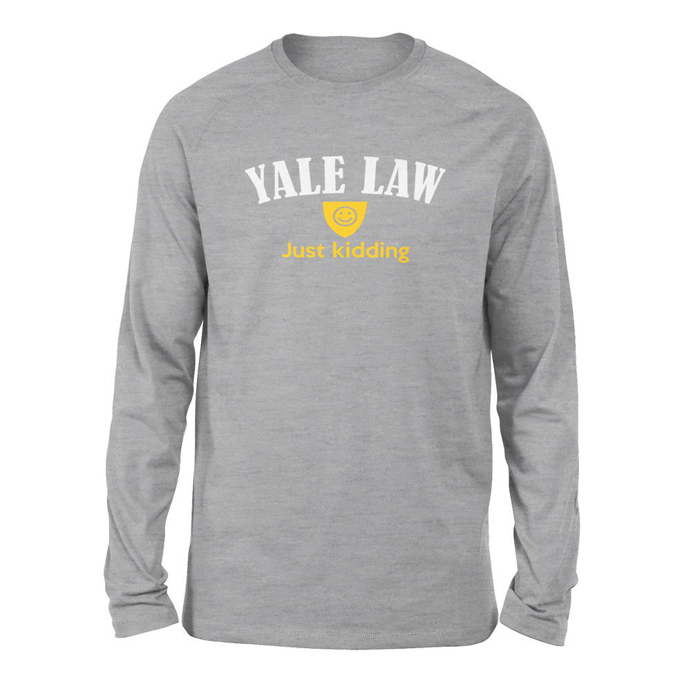 Yale Law, Just Kidding Men/Unisex Drop Shoulder Sweatshirt in Athletic Heather color