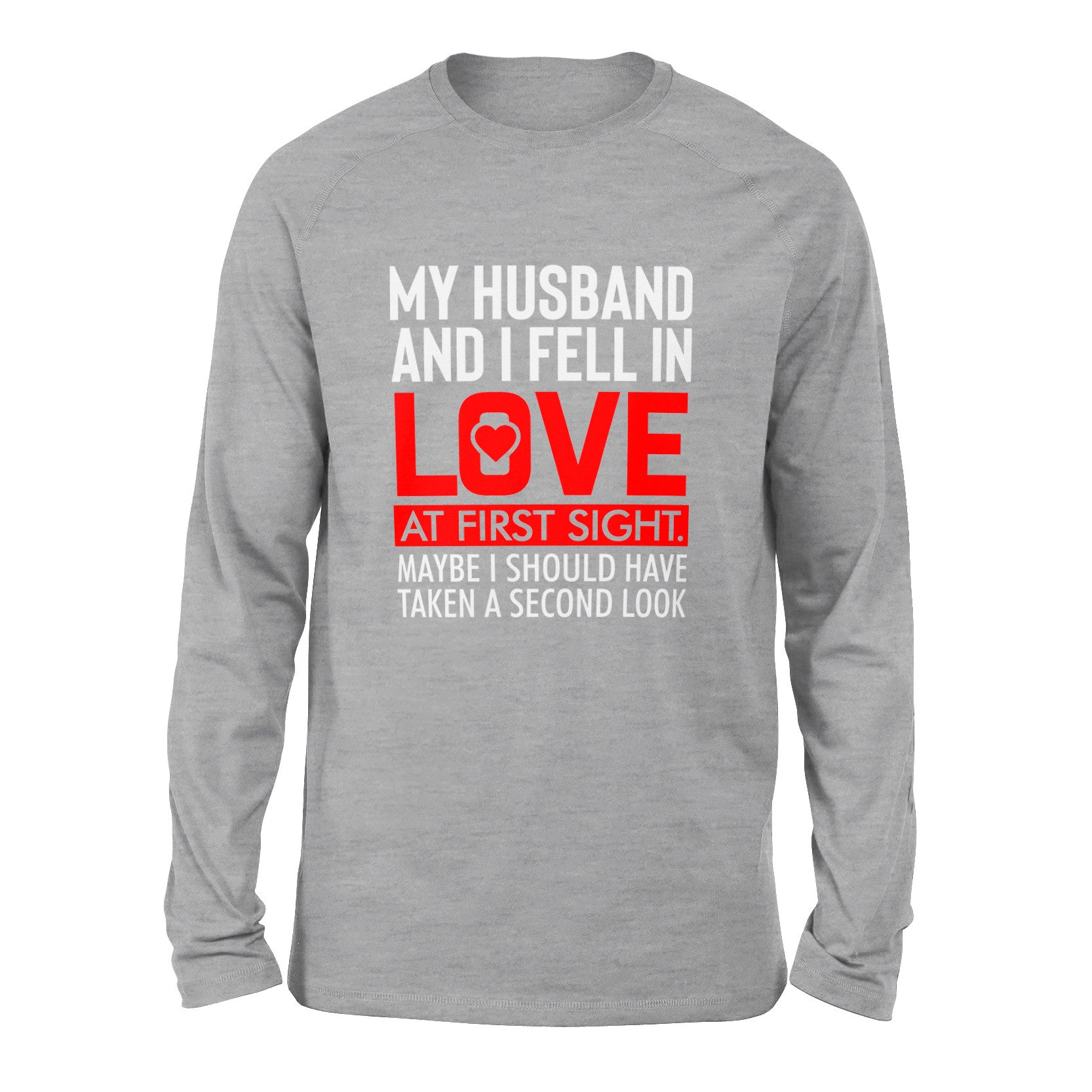 My Husband And I Fell In Love At First Sight Men/Unisex Drop Shoulder Sweatshirt in Athletic Heather color