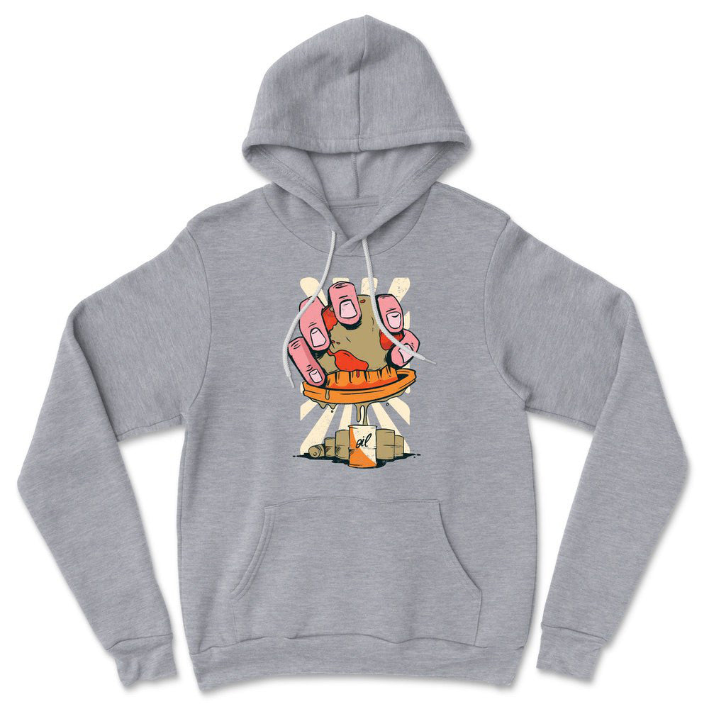Planet Oil Squeezer Hoodie in Athletic Heather color