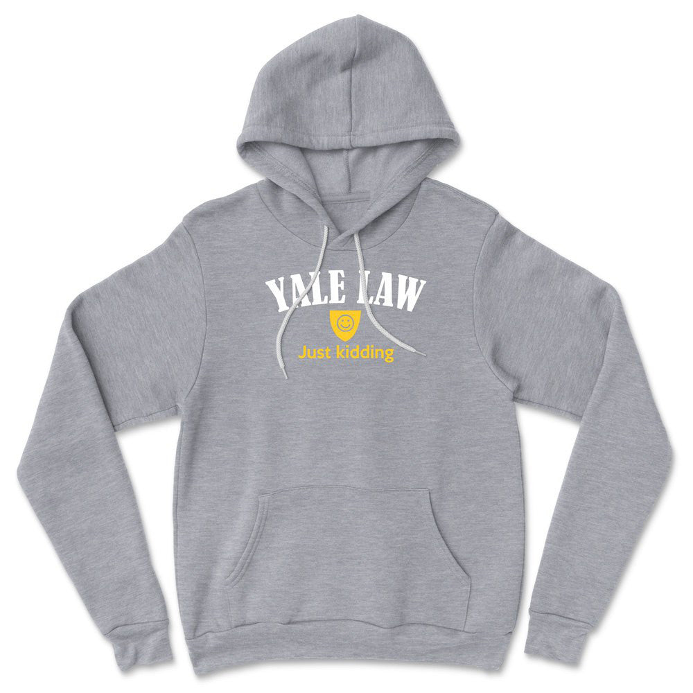 Yale Law, Just Kidding Hoodie in Athletic Heather color