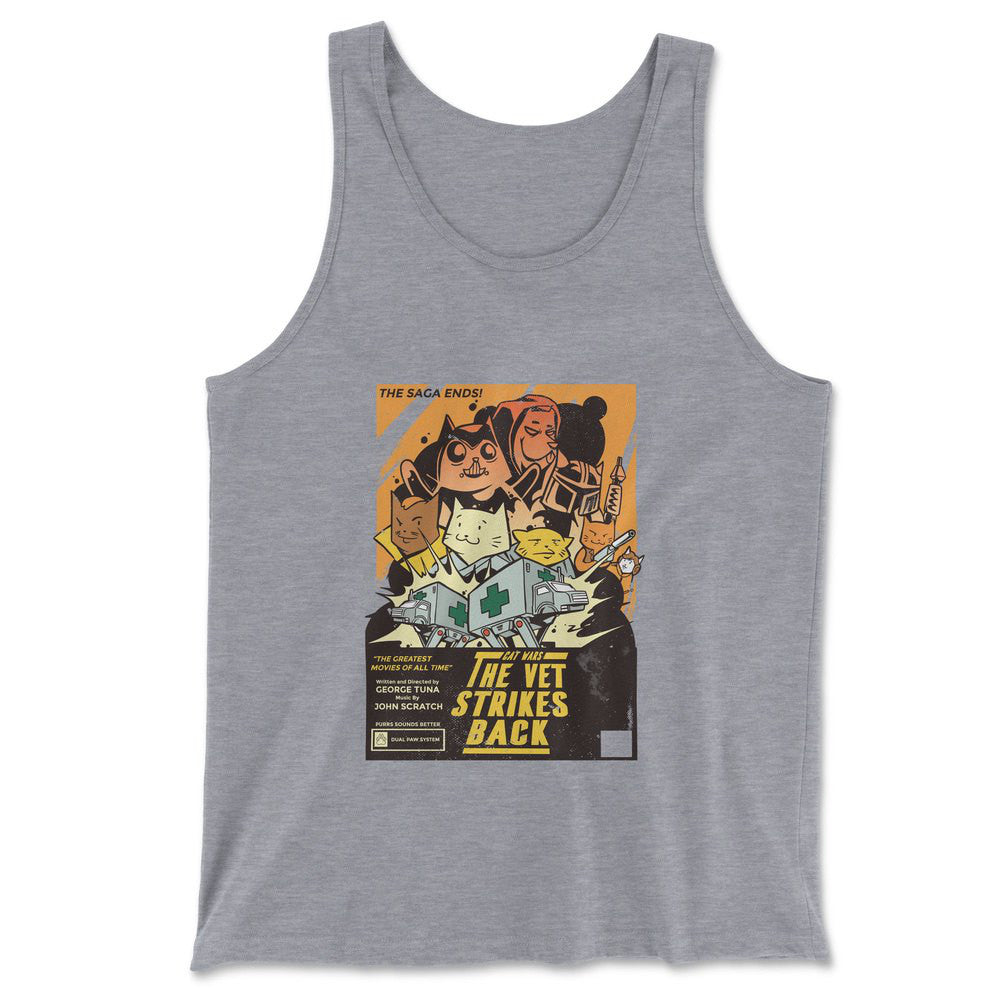 Cat Wars - The Vet Strikes Again Men/Unisex Tank in Athletic Heather color