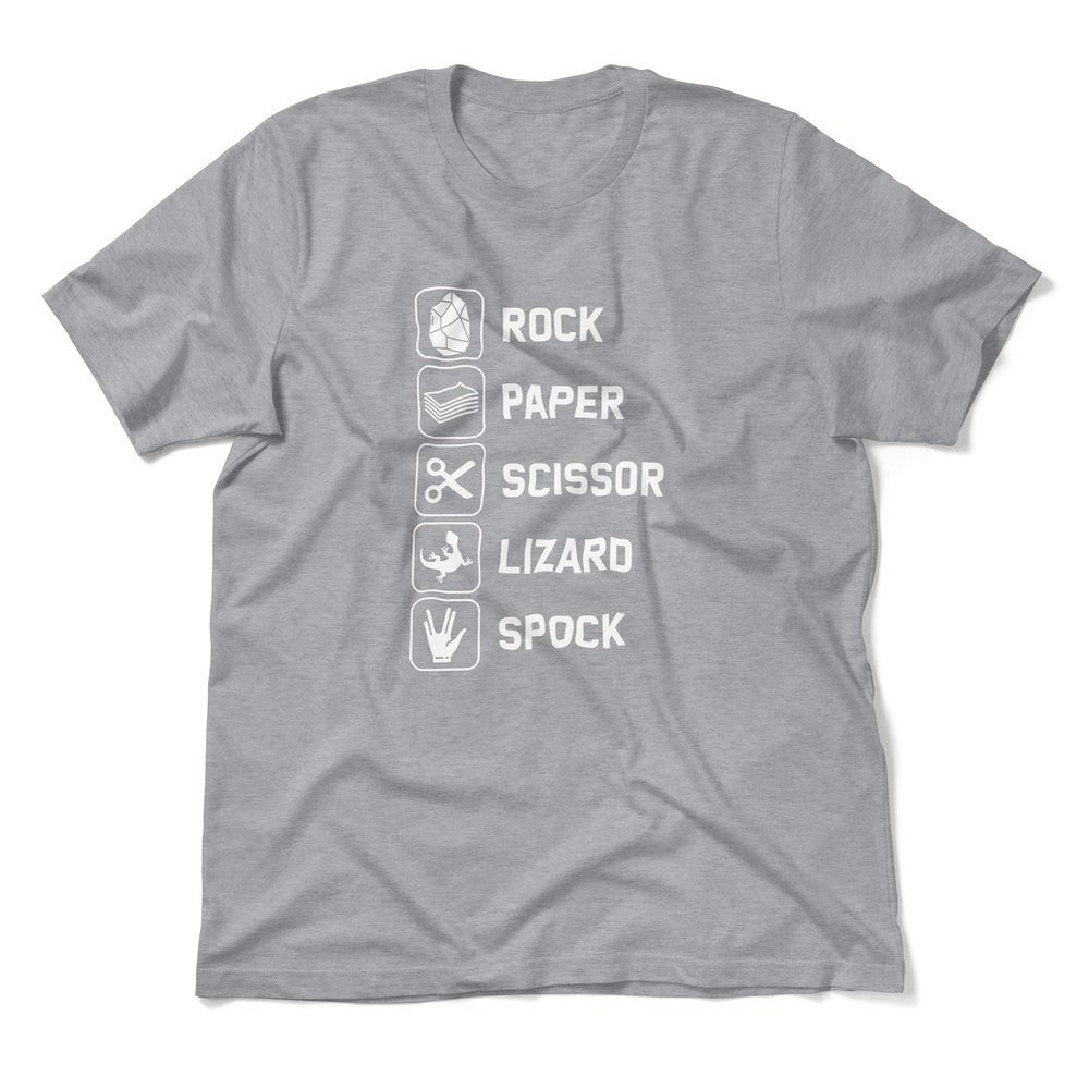 Rock Paper Scissor Lizard Spock Men/Unisex T-Shirt in Athletic Heather color