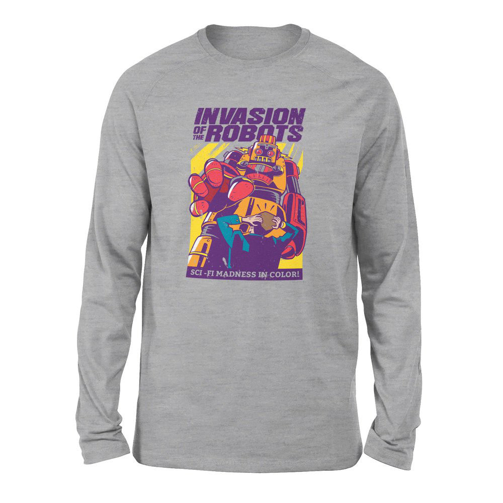 Invasion Of The Robots Men/Unisex Drop Shoulder Sweatshirt in Athletic Heather color