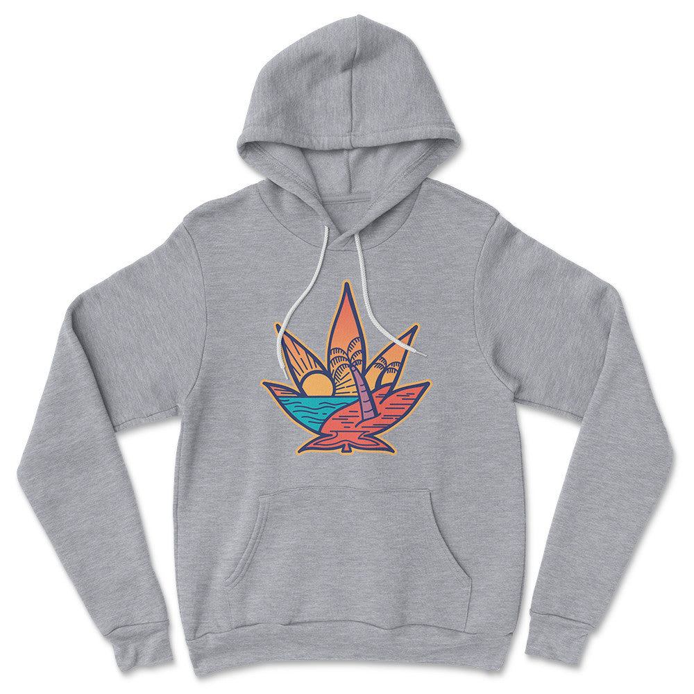 Cannabis Leaf Beach Hoodie in Athletic Heather color