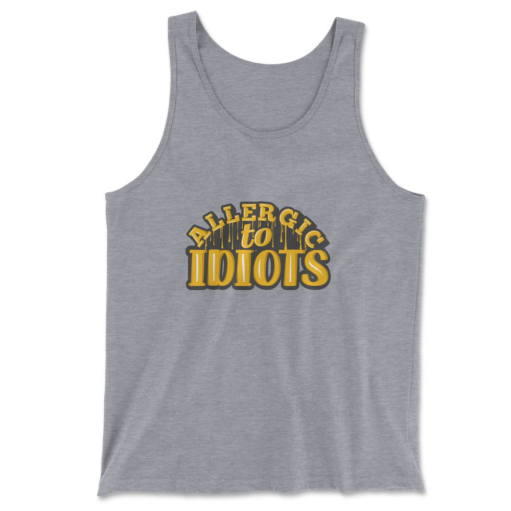 Allergic To Idiots Men/Unisex Tank in Athletic Heather color