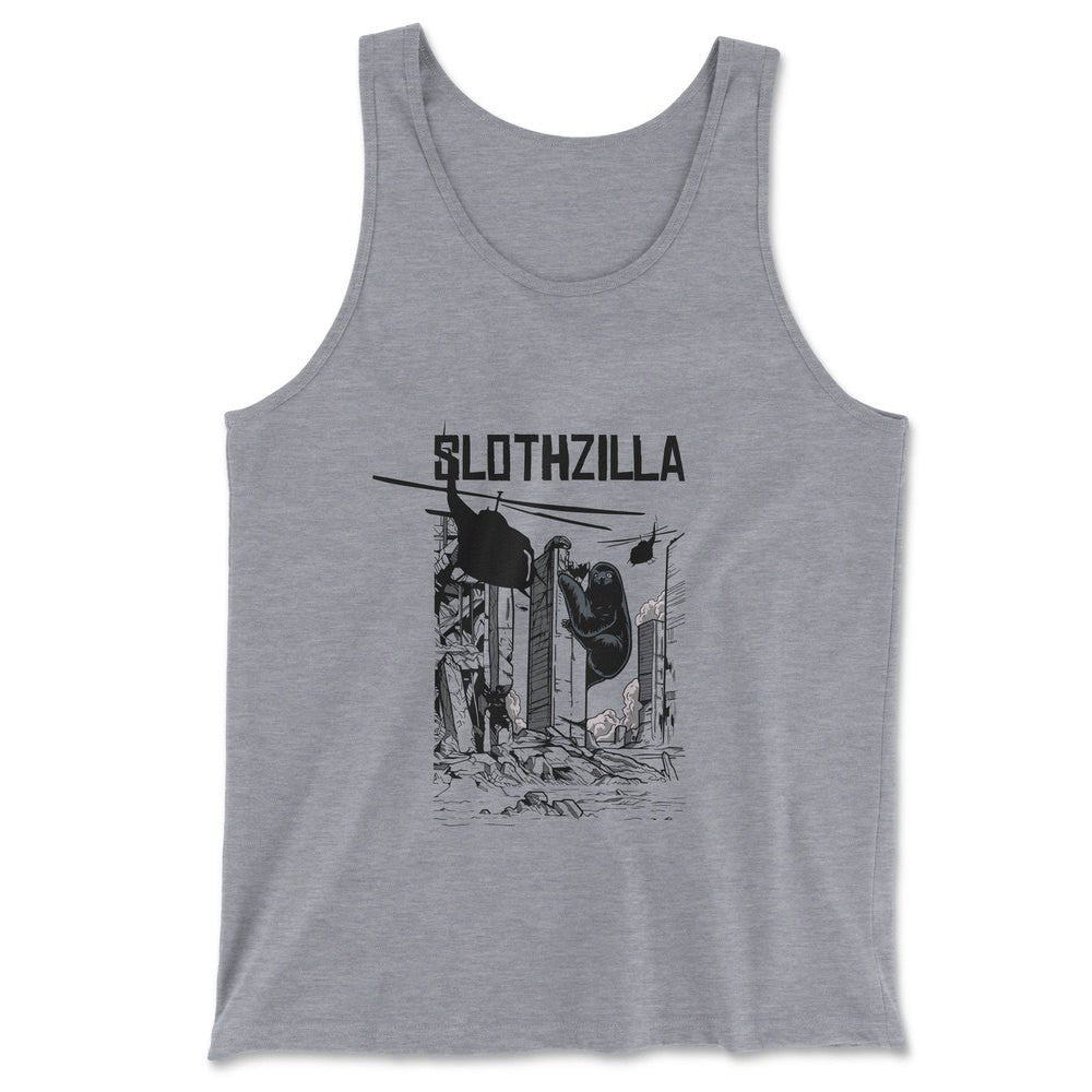 Slothzilla Men/Unisex Tank in Athletic Heather color