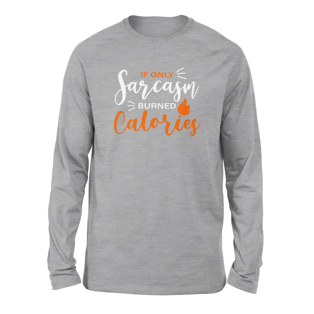If Only Sarcasm Burned Calories Men/Unisex Drop Shoulder Sweatshirt in Athletic Heather color