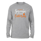 If Only Sarcasm Burned Calories Men/Unisex Drop Shoulder Sweatshirt in Athletic Heather color