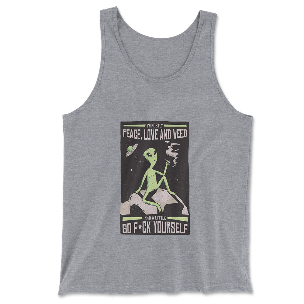 I Mostly Want Peace, Love And Weed Men/Unisex Tank in Athletic Heather color