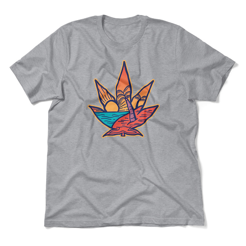 Cannabis Leaf Beach Men/Unisex T-Shirt in Athletic Heather color