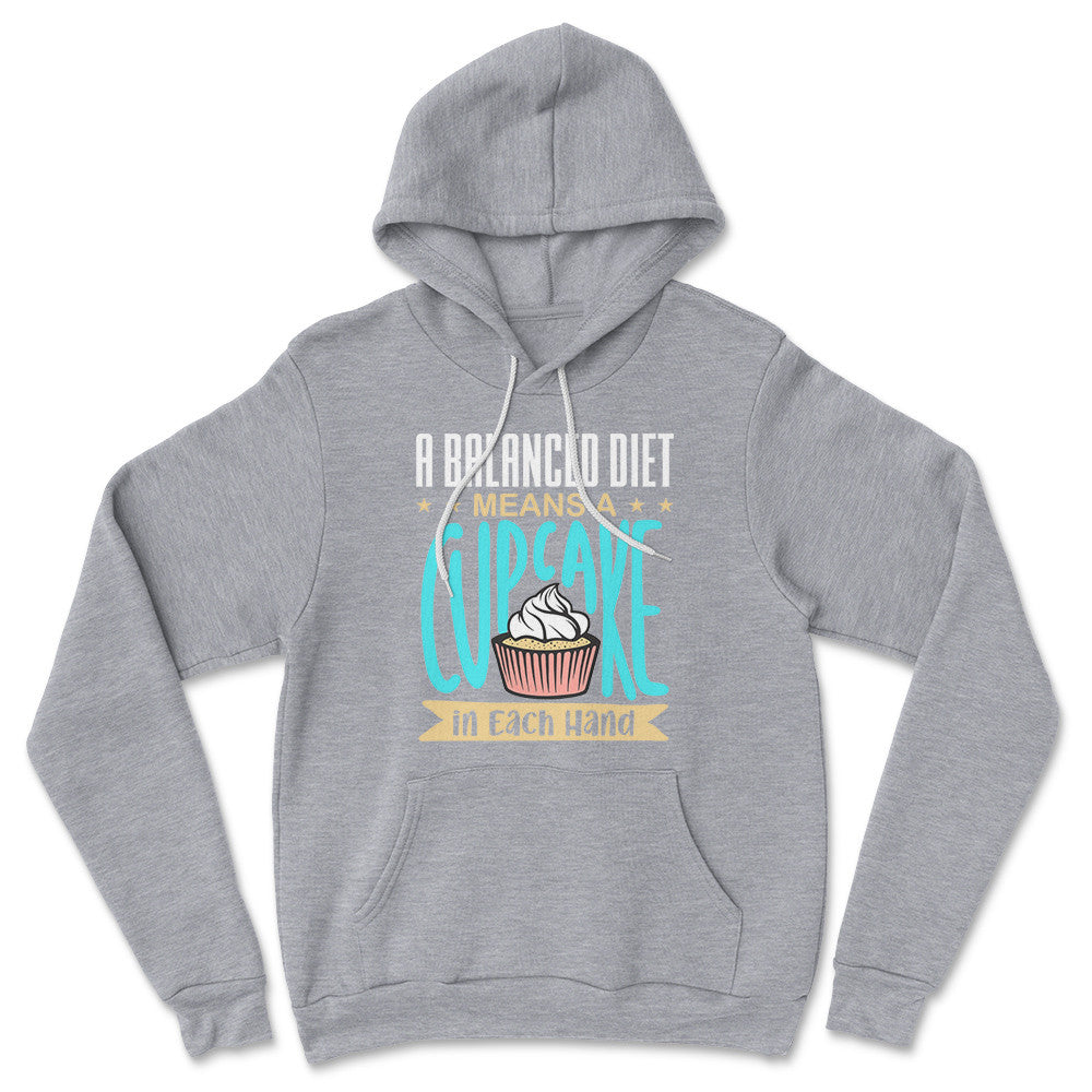 Cupcake - A Balanced Diet Hoodie in Athletic Heather color