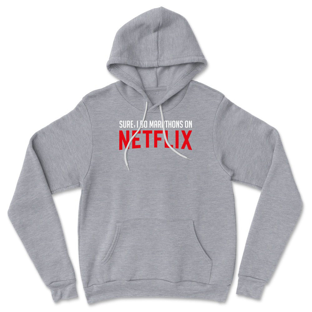 Sure, I Do Marathons On Netflix Hoodie in Athletic Heather color