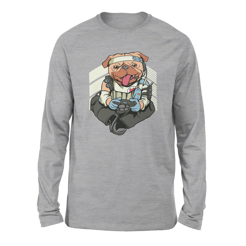 Lifeline Pug Apex Gamer Men/Unisex Drop Shoulder Sweatshirt in Athletic Heather color