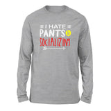 I Hate Pants & Socializing Men/Unisex Drop Shoulder Sweatshirt in Athletic Heather color