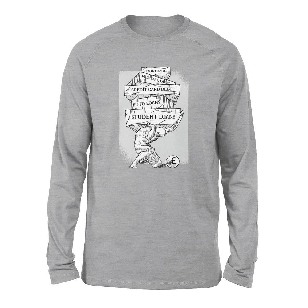 Debt Atlas Men/Unisex Drop Shoulder Sweatshirt in Athletic Heather color