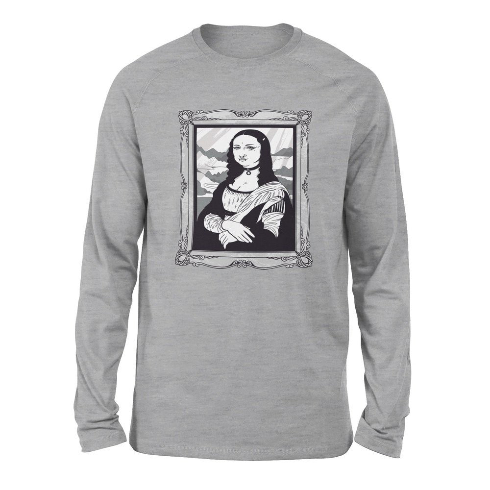 Gothic Monalisa Men/Unisex Drop Shoulder Sweatshirt in Athletic Heather color