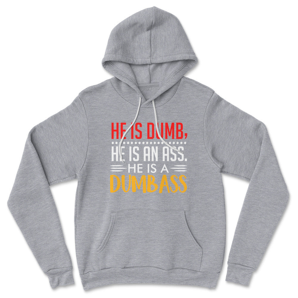 He Is A Dumbass Hoodie in Athletic Heather color
