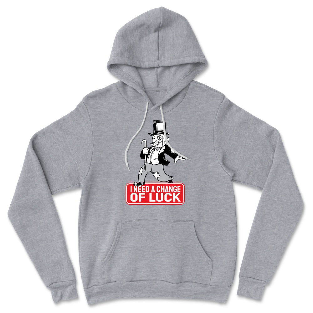 Change Luck Monopoly Parody Hoodie in Athletic Heather color