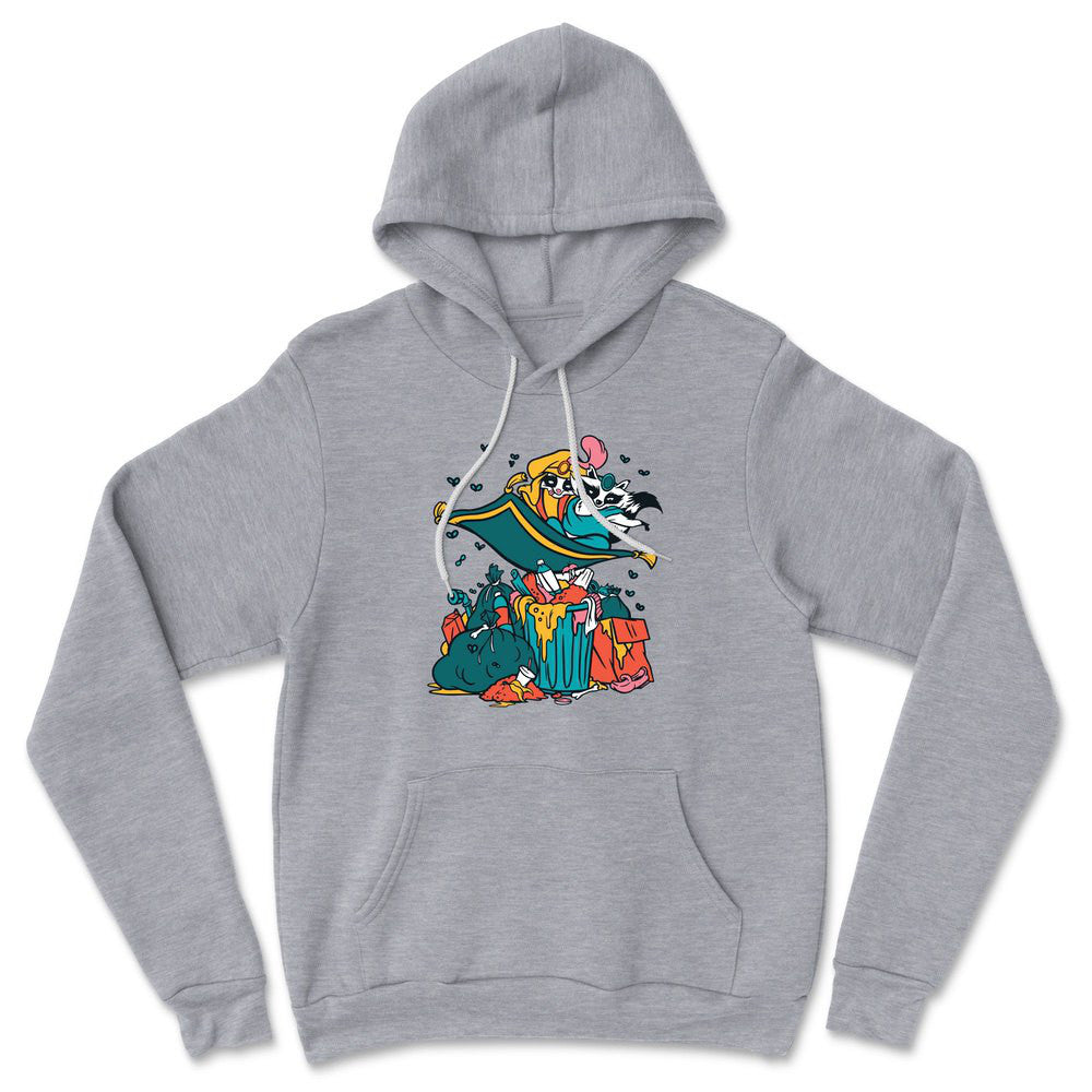 Raccoon Flying Aladdin Hoodie in Athletic Heather color