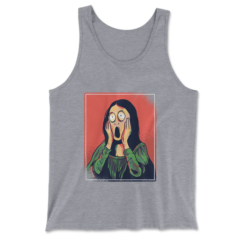 Scream Painting Monalisa Men/Unisex Tank in Athletic Heather color