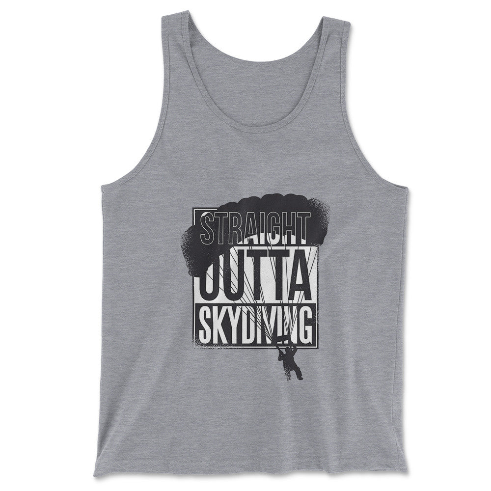 Straight Outta Skydiving Men/Unisex Tank in Athletic Heather color