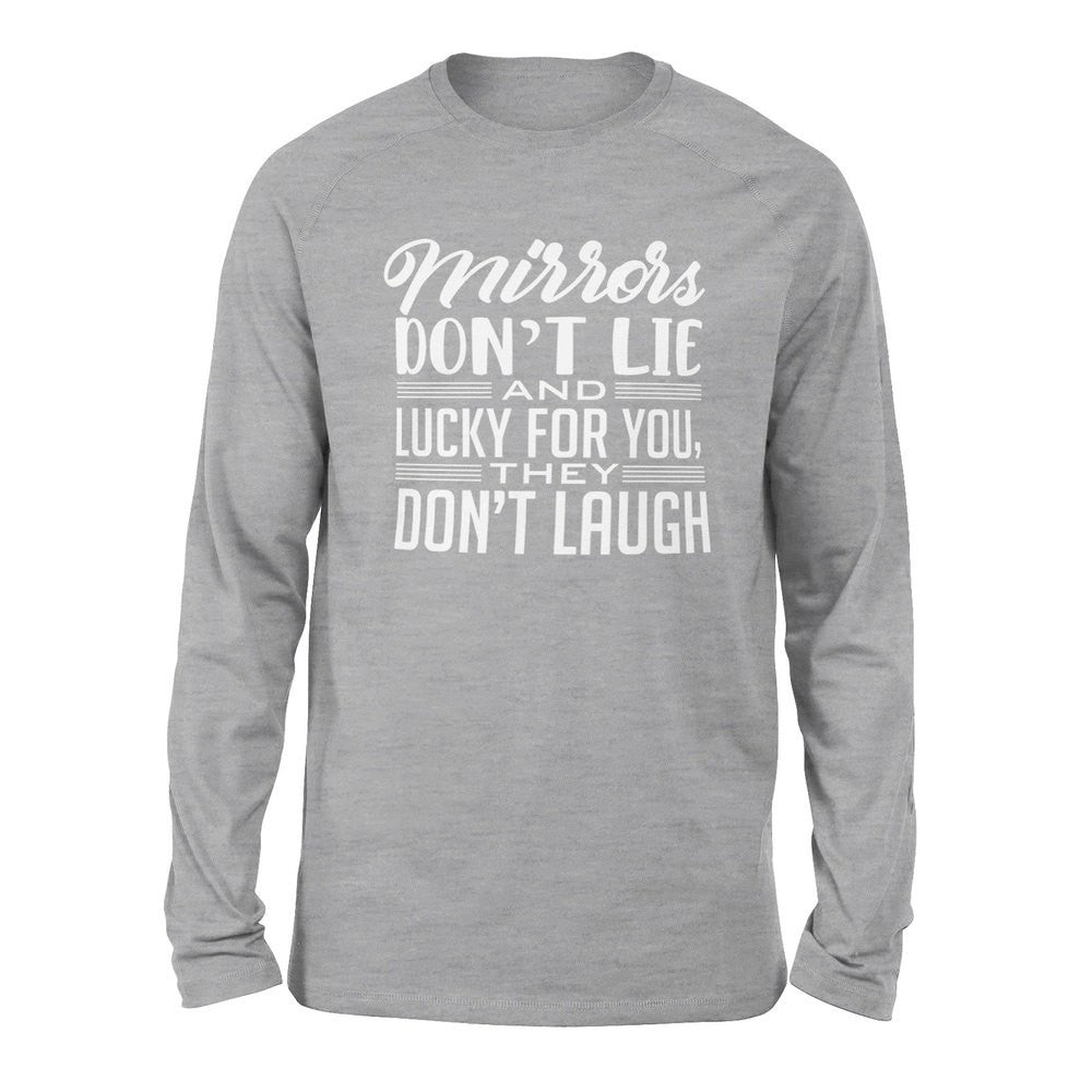 Mirrors Dont Lie And Lucky For You, They Don't Laugh Men/Unisex Drop Shoulder Sweatshirt in Athletic Heather color
