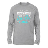 Don't Make Me Use My Teacher Voice Men/Unisex Drop Shoulder Sweatshirt in Athletic Heather color