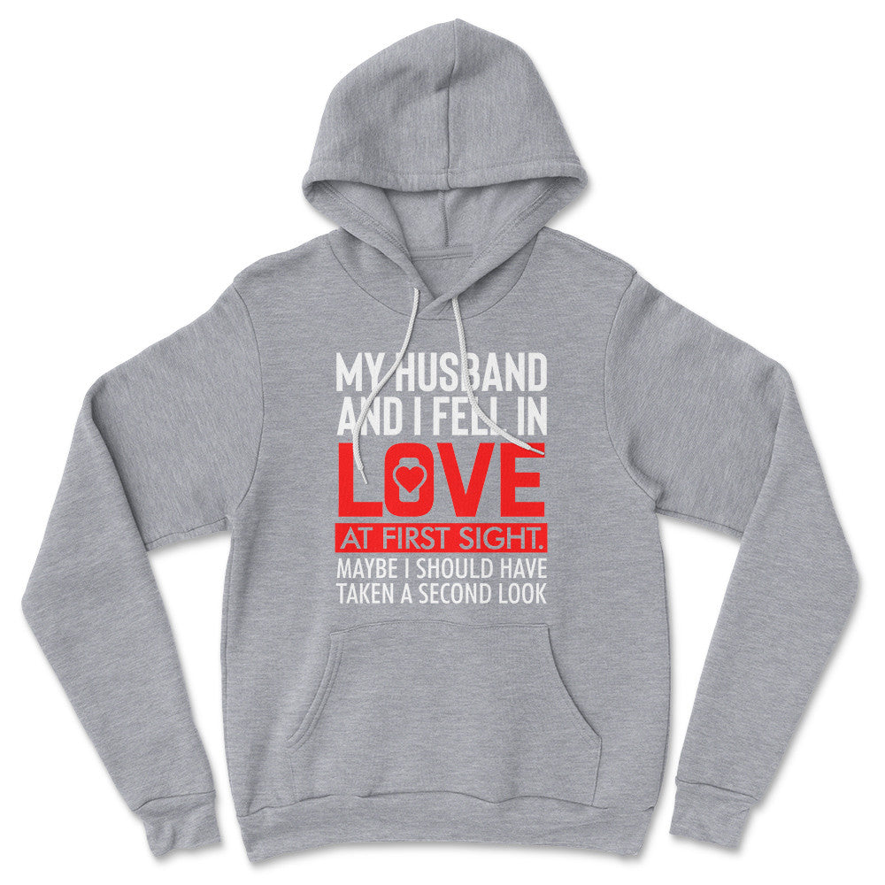 My Husband And I Fell In Love At First Sight Hoodie in Athletic Heather color