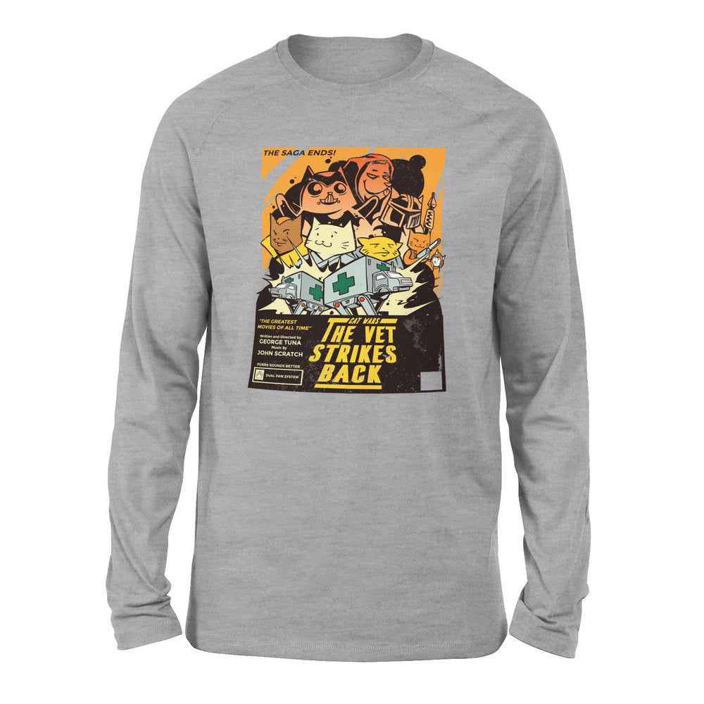 Cat Wars - The Vet Strikes Again Men/Unisex Drop Shoulder Sweatshirt in Athletic Heather color
