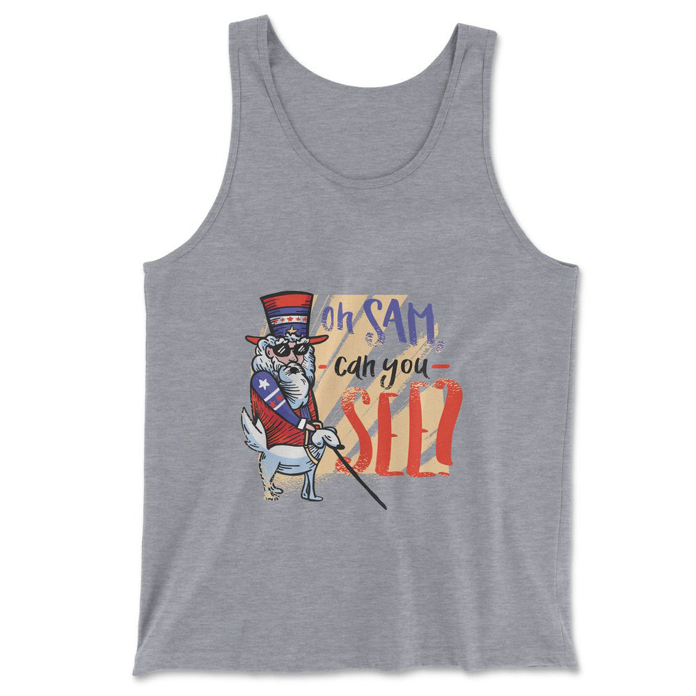 Oh Sam Can You See Men/Unisex Tank in Athletic Heather color