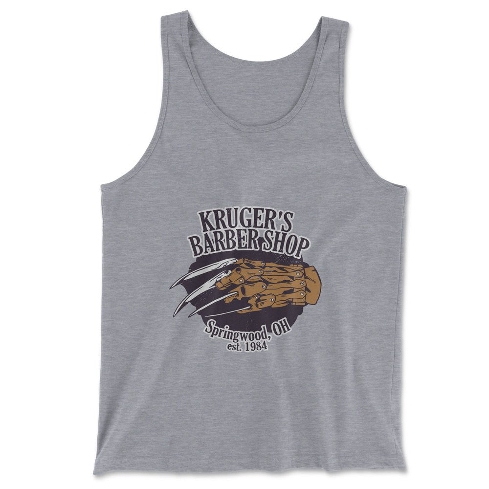 Krugers Barbershop Men/Unisex Tank in Athletic Heather color