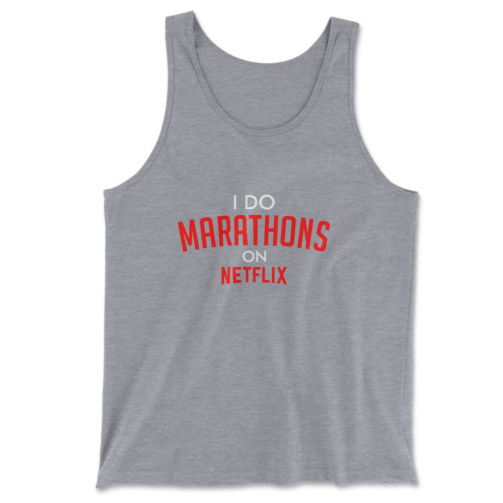 I Do Marathons On Netflix Men/Unisex Tank in Athletic Heather color