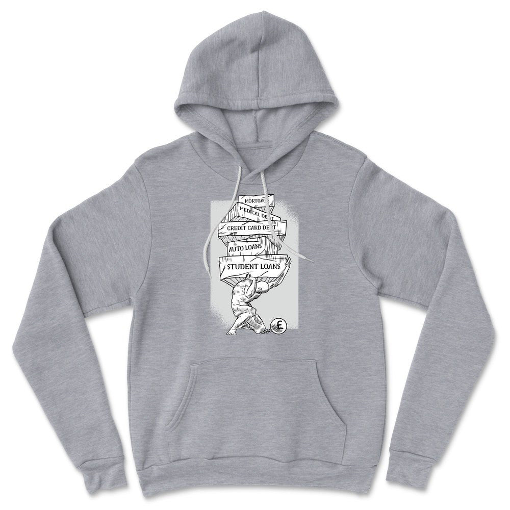 Debt Atlas Hoodie in Athletic Heather color