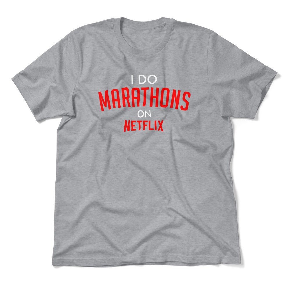 I Do Marathons On Netflix Men/Unisex T-Shirt in Athletic Heather color