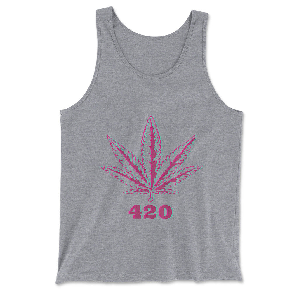 420 Hemp Leaf Men/Unisex Tank in Athletic Heather color