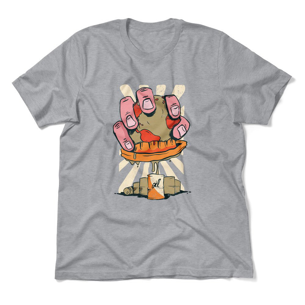 Planet Oil Squeezer Men/Unisex T-Shirt in Athletic Heather color