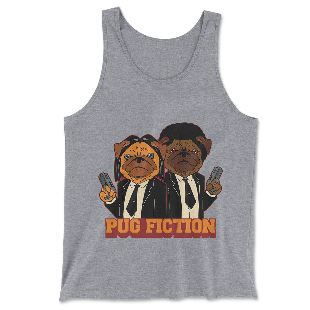 Pug Fiction Men/Unisex Tank in Athletic Heather color