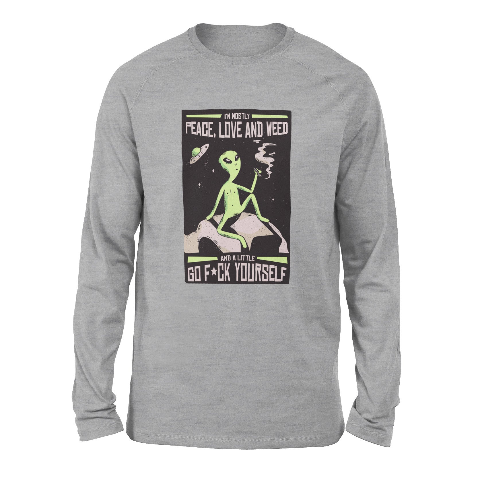 I Mostly Want Peace, Love And Weed Men/Unisex Drop Shoulder Sweatshirt in Athletic Heather color