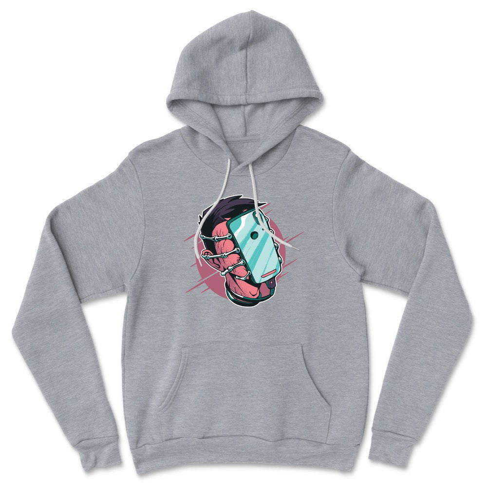 Phone Face Hugger Hoodie in Athletic Heather color