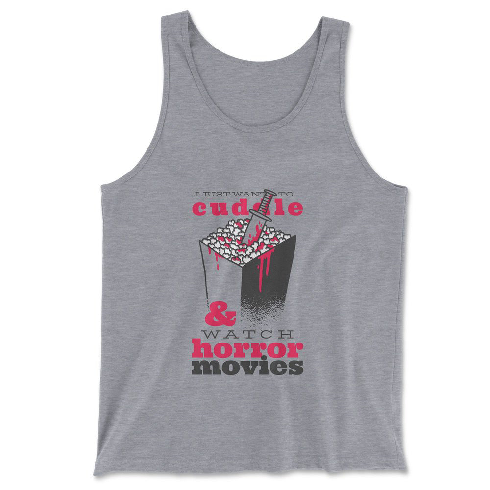 I Just Want To Cuddle And Watch Horror Movies Men/Unisex Tank in Athletic Heather color