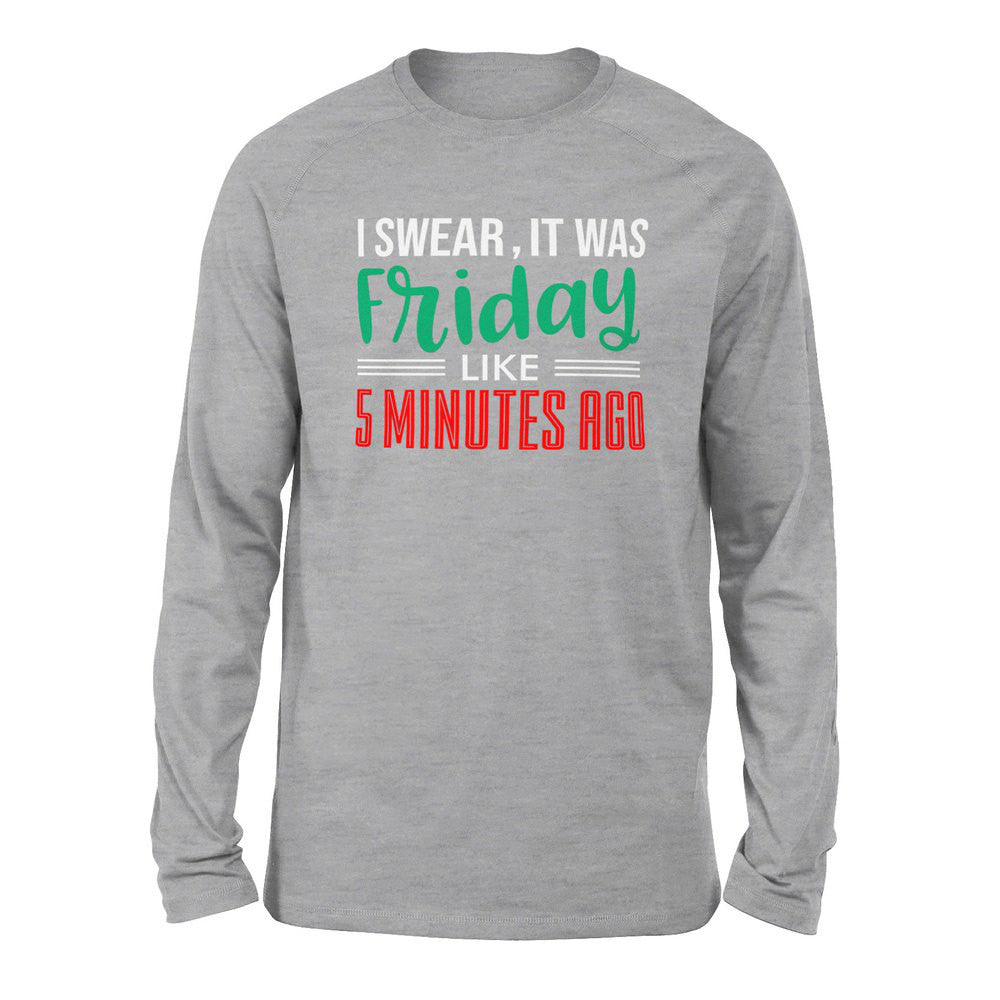 I Swear, It Was Friday Like 5 Minutes Ago Men/Unisex Drop Shoulder Sweatshirt in Athletic Heather color