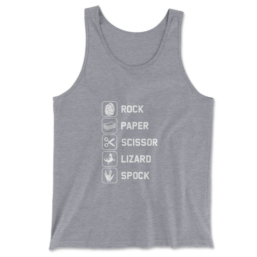 Rock Paper Scissor Lizard Spock Men/Unisex Tank in Athletic Heather color