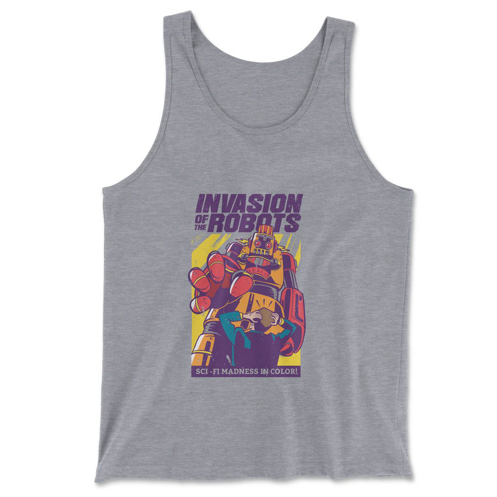 Invasion Of The Robots Men/Unisex Tank in Athletic Heather color