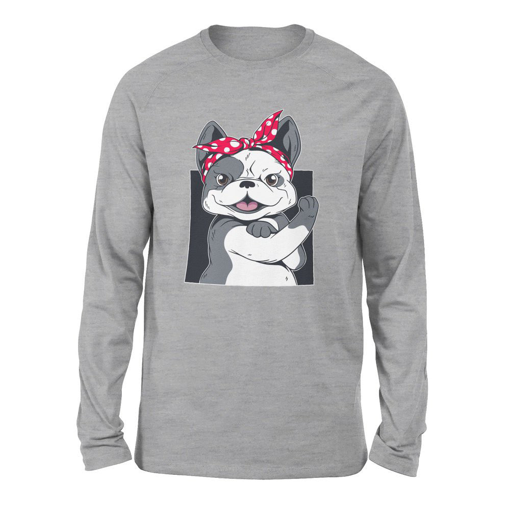 French Bulldog Men/Unisex Drop Shoulder Sweatshirt in Athletic Heather color