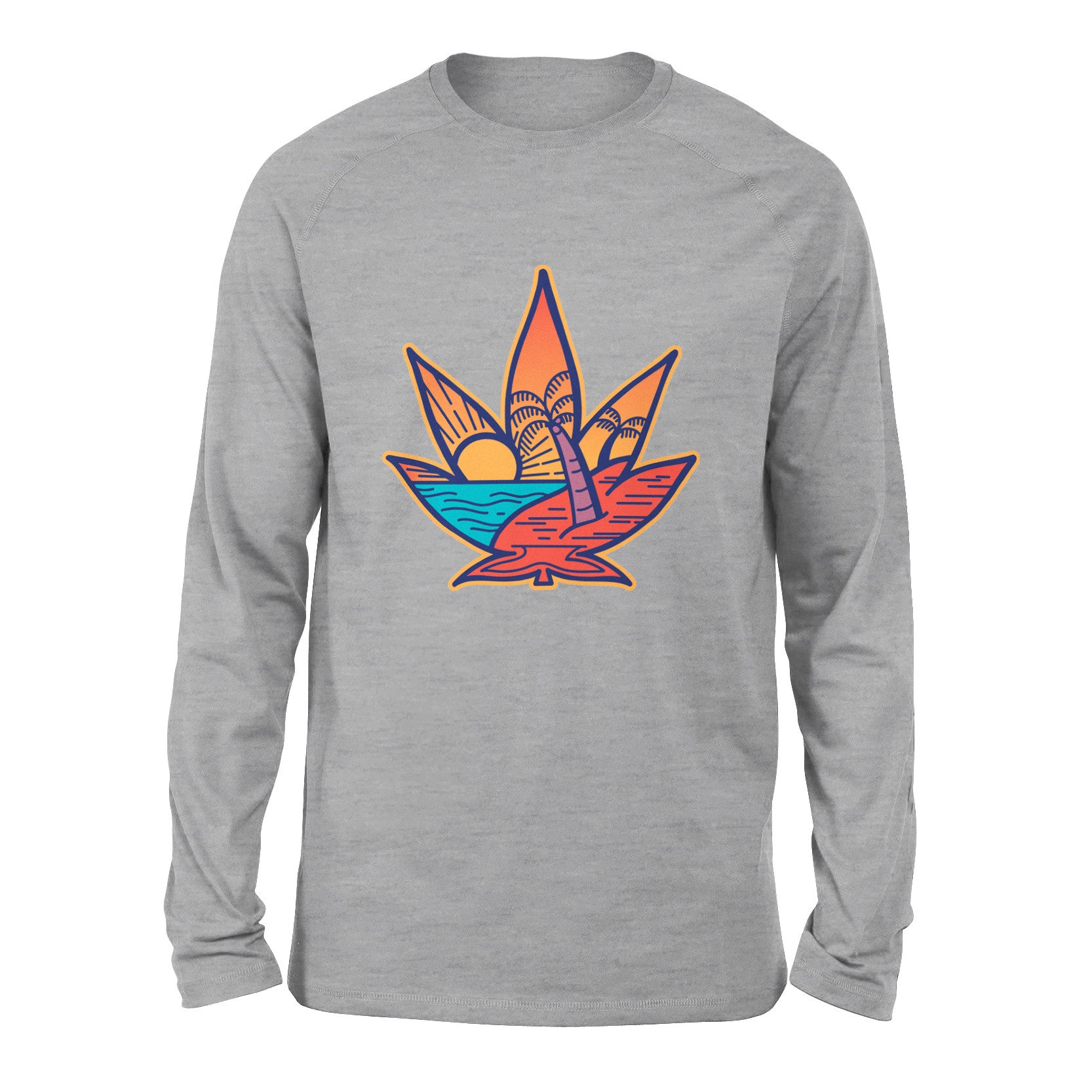 Cannabis Leaf Beach Men/Unisex Drop Shoulder Sweatshirt in Athletic Heather color