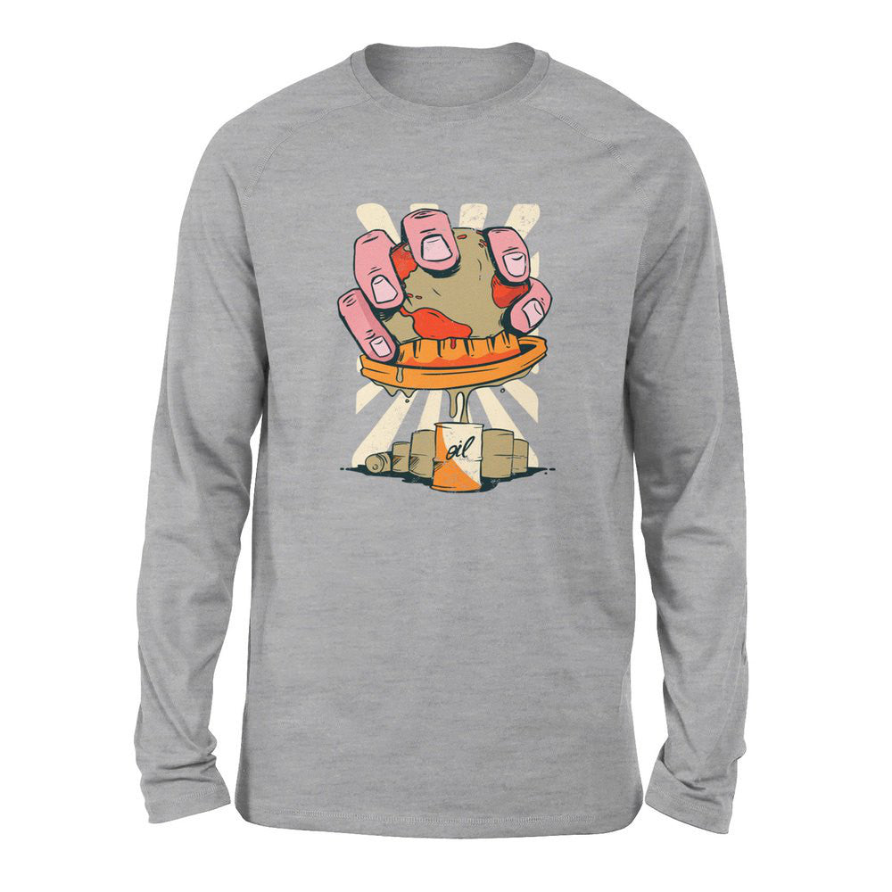 Planet Oil Squeezer Men/Unisex Drop Shoulder Sweatshirt in Athletic Heather color
