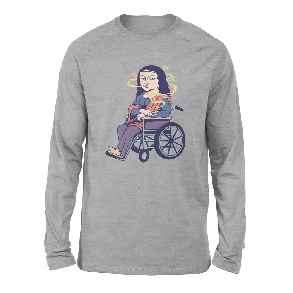 Monalisa Smoking Men/Unisex Drop Shoulder Sweatshirt in Athletic Heather color